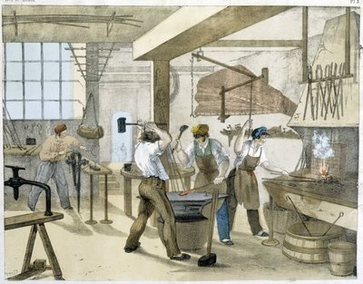 Il fabbro, litografia di Janson. XIX secolo da Victor Janson