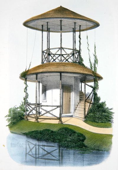 Un padiglione rustico con belvedere, illustrazione da 