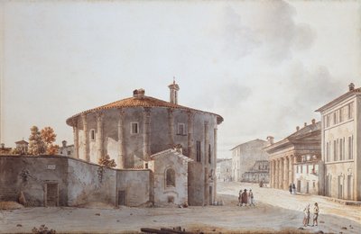 Il Tempio di Vesta e a destra il Tempio di Portuno da Victor Jean Nicolle