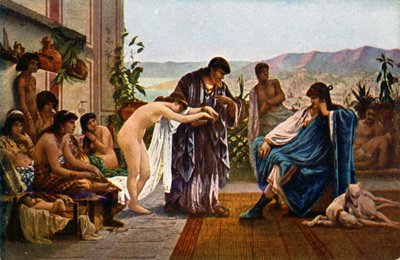 Storia. Antica Roma. Mercante di schiavi. Illustrazione di V. Giraud, Repubblica Ceca, c.1910 da Victor Julien Giraud