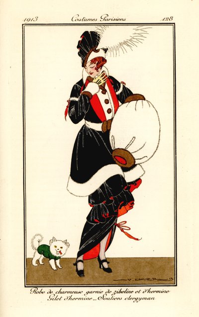 Donna in abito ornato di zibellino ed ermellino da Victor Lhuer