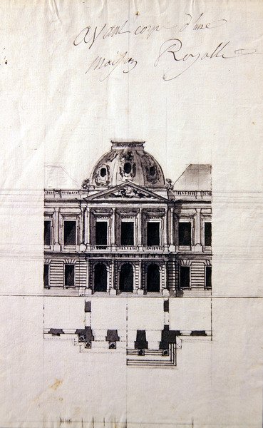 Progetto per una facciata di una casa reale da Victor Louis