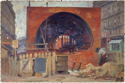 I lavori della metropolitana in place Saint-Michel nel 1906, in 11-1906 da Victor Marec