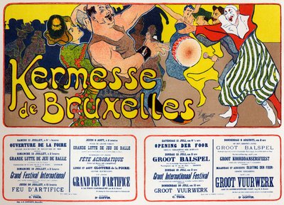 Stile di vita. Kermesse di Bruxelles (Carnevale), Belgio. Poster di V. Mignot, Belgio, c.1890 da Victor Mignot