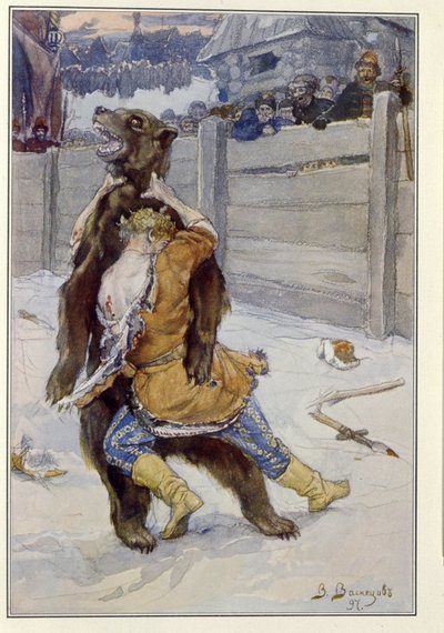 Combattimento di orsi ai tempi dello zar Feodor I Ivanovich di Russia da Victor Mikhailovich Vasnetsov