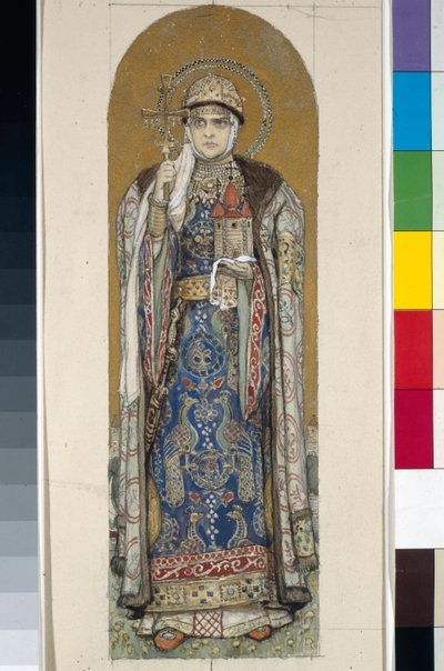 Santa Olga, Principessa di Kiev (Studio per affreschi nella Cattedrale di San Vladimiro di Kiev) da Victor Mikhailovich Vasnetsov