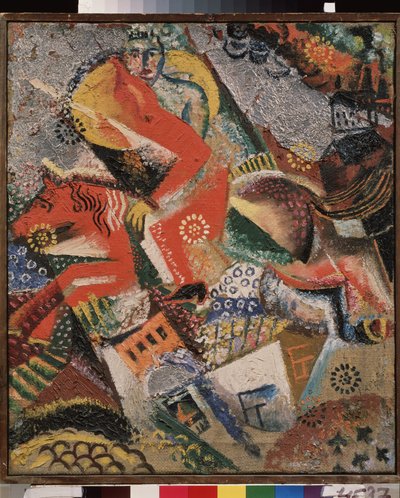 Composizione con un cavaliere rosso. Dipinto di Viktor Nikandrovich Palmov (1888-1929), olio su tela da Victor Nikandrovich Palmov