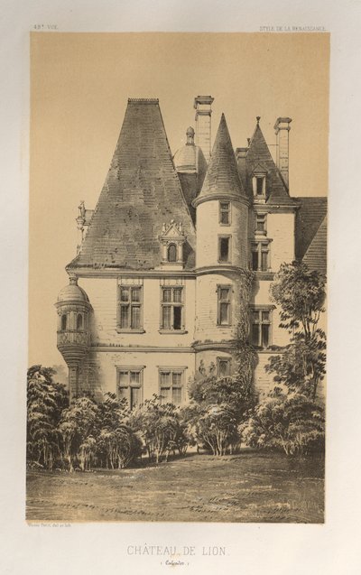 Architettura Pittoresca o Monumenti del XV e XVI Secolo: Castelli di Francia del XV e XVI Secolo: Tav. 49, Castello di Lion (Calvados) da Victor Petit