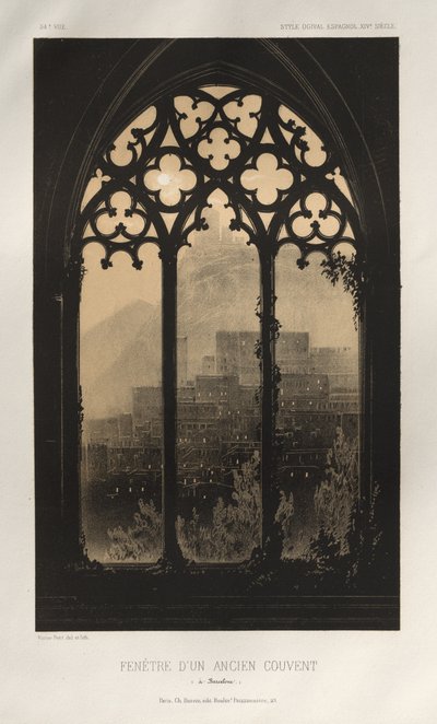 Architettura Pittoresca o Monumenti del XV e XVI Secolo: Castelli di Francia del XV e XVI Secolo: Tav. 54, Finestra di un Antico Convento (a Barcellona) da Victor Petit