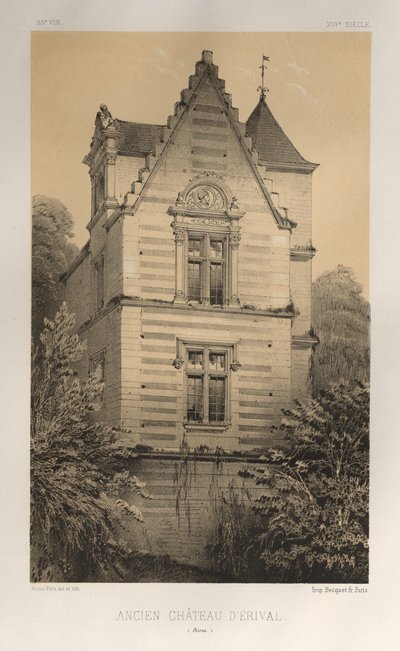 Architettura Pittoresca o Monumenti del XV e XVI Secolo: Castelli di Francia del XV e XVI Secolo: Tav. 55, Antico Castello di Érival (Aisne) da Victor Petit