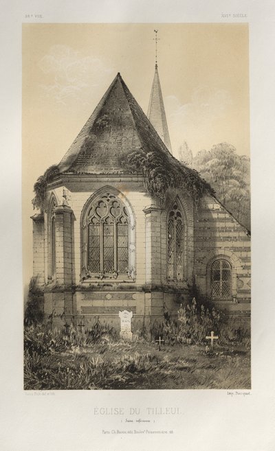 Architettura Pittoresca o Monumenti del XV e XVI Secolo: Castelli di Francia del XV e XVI Secolo: Tav. 56, Chiesa di Tilleul (Seine inférieure) da Victor Petit