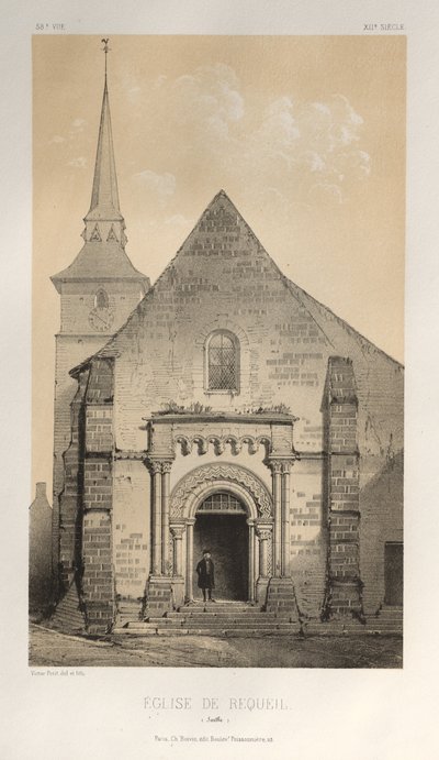 Architettura Pittoresca o Monumenti del XV e XVI Secolo: Castelli di Francia del XV e XVI Secolo: Tav. 58, Chiesa di Requeil (Sarthe) da Victor Petit
