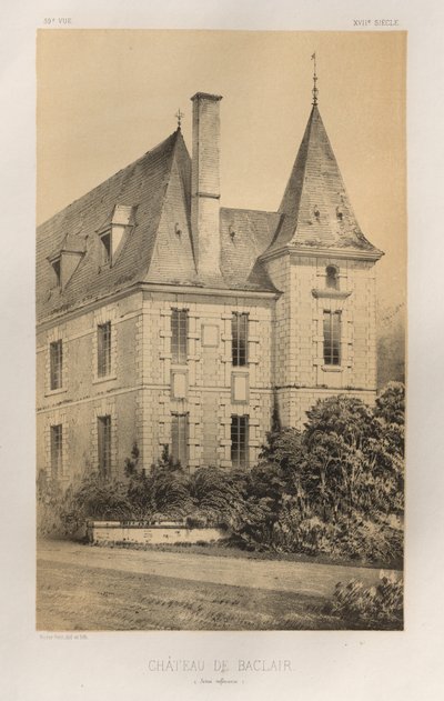 Architettura Pittoresca o Monumenti del XV e XVI Secolo: Castelli di Francia del XV e XVI Secolo: Tav. 59, Castello di Baclair (Seine inférieure) da Victor Petit
