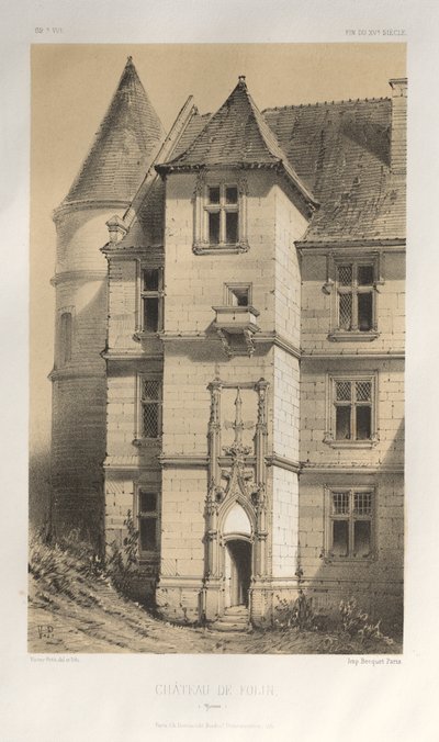 Architettura Pittoresca o Monumenti del XV e XVI Secolo: Castelli di Francia del XV e XVI Secolo: Tav. 62, Castello di Folin (Yonne) da Victor Petit