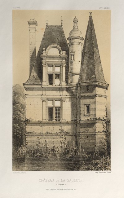 Architettura Pittoresca o Monumenti del XV e XVI Secolo: Castelli di Francia del XV e XVI Secolo: Tav. 64, Castello di La Sauloye (Mayenne) da Victor Petit