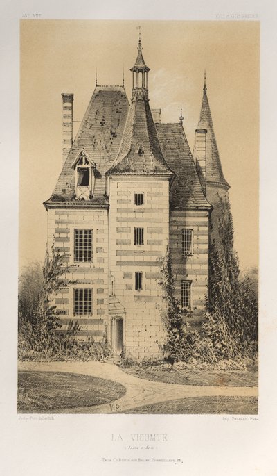 Architettura Pittoresca o Monumenti del XV e XVI Secolo: Castelli di Francia del XV e XVI Secolo: Tav. 75, La Vicomté (Saône et Loire) da Victor Petit
