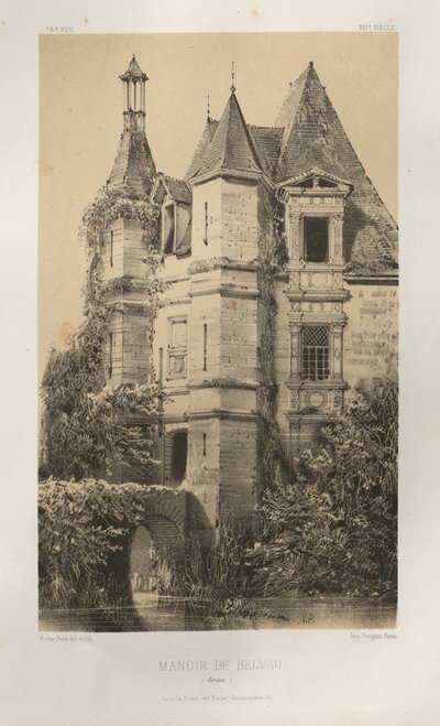 Architettura pittoresca o monumenti dei secoli XV e XVI: Castelli di Francia dei secoli XV e XVI: Tav. 78, Manoir de Belvau (Corrèze) da Victor Petit