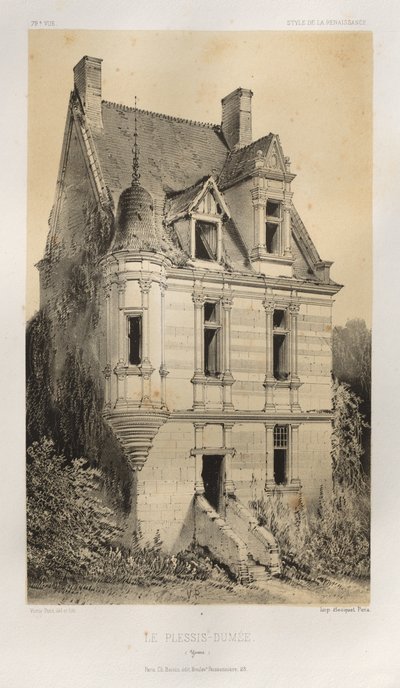 Architettura pittoresca o monumenti dei secoli XV e XVI: Castelli di Francia dei secoli XV e XVI: Tav. 79, Le Plessis-Dumée (Yonne) da Victor Petit