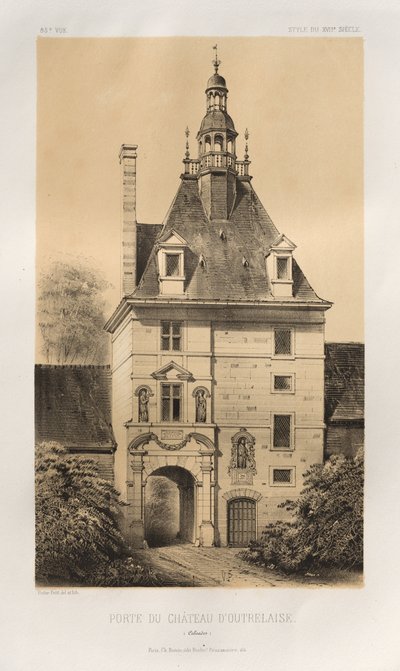 Architettura pittoresca o monumenti dei secoli XV e XVI: Castelli di Francia dei secoli XV e XVI: Tav. 85, Porta del Castello di Outrelaise (Calvados) da Victor Petit