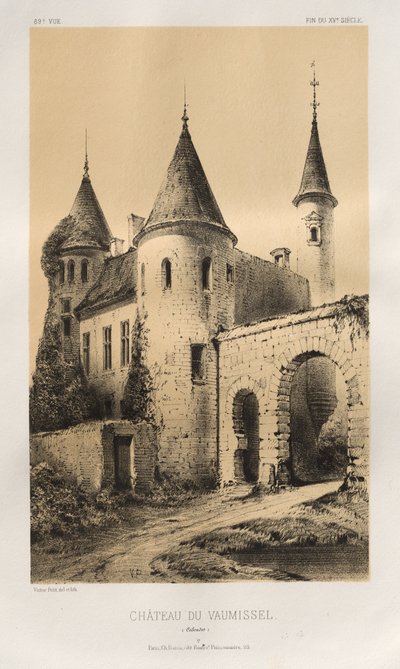 Architettura pittoresca o monumenti dei secoli XV e XVI: Castelli di Francia dei secoli XV e XVI: Tav. 89, Castello di Vaumissel (Calvados) da Victor Petit