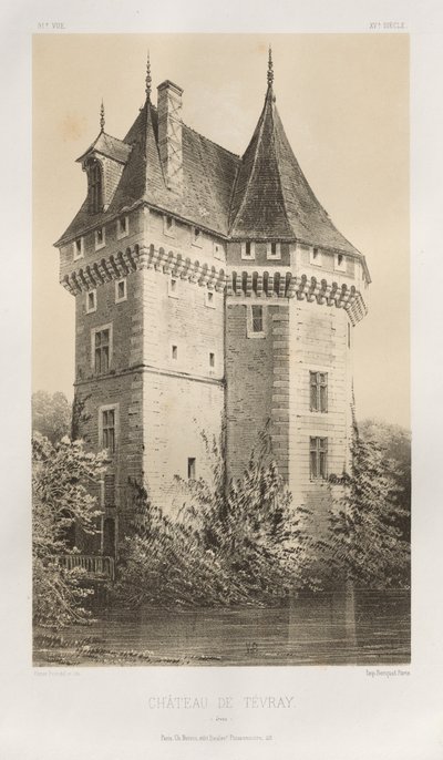 Architettura pittoresca o monumenti dei secoli XV e XVI: Castelli di Francia dei secoli XV e XVI: Tav. 91, Castello di Tévray (Eure) da Victor Petit