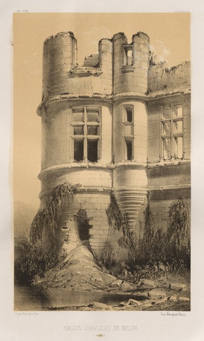 Architettura pittoresca o monumenti dei secoli XV e XVI: Castelli di Francia dei secoli XV e XVI: Tav. 99, Antico Castello di Belin (Sarthe) da Victor Petit