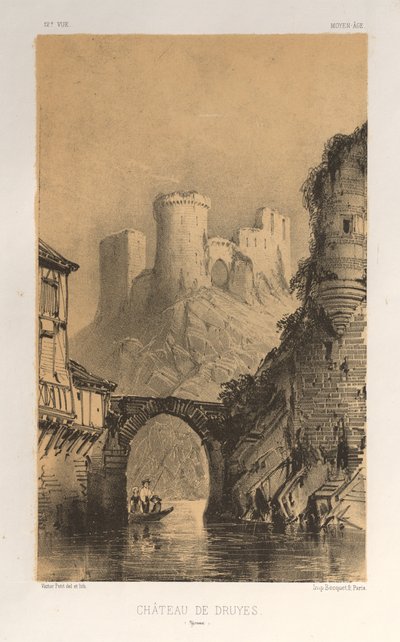 Architettura Pittoresca o Monumenti del XV e XVI Secolo: Castelli di Francia del XV e XVI Secolo: Pl. 12, Castello di Druyes (Yonne) da Victor Petit