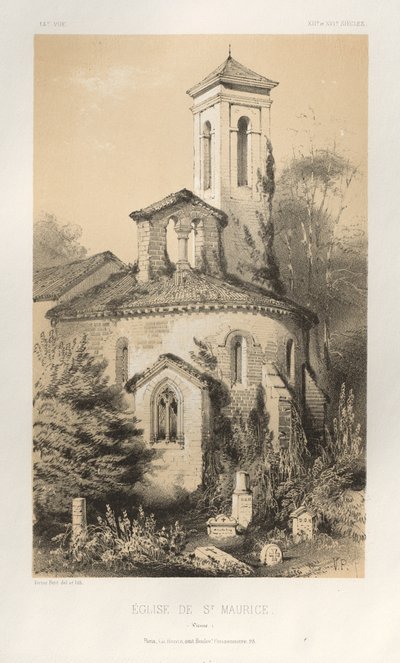 Architettura Pittoresca o Monumenti del XV e XVI Secolo: Castelli di Francia del XV e XVI Secolo: Pl.14, Chiesa di St. Maurice (Vienne) da Victor Petit