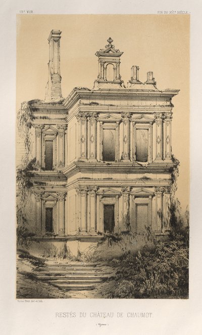Architettura Pittoresca o Monumenti del XV e XVI Secolo: Castelli di Francia del XV e XVI Secolo: Pl. 19, Resti del Castello di Chaumot (Yonne) da Victor Petit