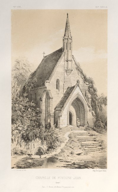 Architettura Pittoresca o Monumenti del XV e XVI Secolo: Castelli di Francia del XV e XVI Secolo: Pl.22, Cappella di Fontaine-Jean (Loiret) da Victor Petit