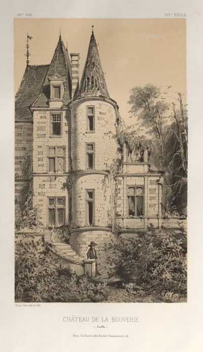Architettura Pittoresca o Monumenti del XV e XVI Secolo: Castelli di Francia del XV e XVI Secolo: Pl. 29, Castello di La Bouverie (Sarthe) da Victor Petit