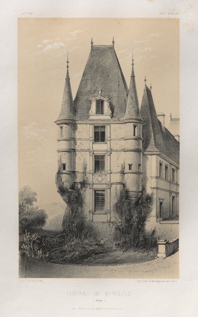 Architettura Pittoresca o Monumenti del XV e XVI Secolo: Castelli di Francia del XV e XVI Secolo: Pl. 31, Castello di Marchais (Aisne) da Victor Petit