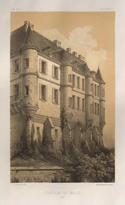 Architettura Pittoresca o Monumenti del XV e XVI Secolo: Castelli di Francia del XV e XVI Secolo: Tav. 35, Castello di Mello (Oise) da Victor Petit