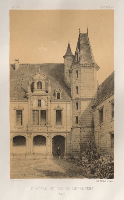 Architettura Pittoresca o Monumenti del XV e XVI Secolo: Castelli di Francia del XV e XVI Secolo: Tav. 36, Castello di Rocher Mezangers (Mayenne) da Victor Petit