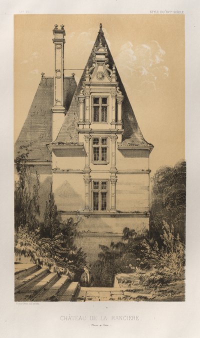 Architettura Pittoresca o Monumenti del XV e XVI Secolo: Castelli di Francia del XV e XVI Secolo: Tav. 37, Castello di La Ranciere (Maine et Loire) da Victor Petit