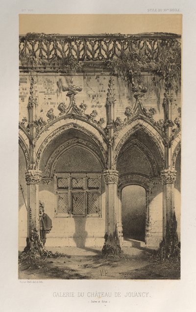 Architettura Pittoresca o Monumenti del XV e XVI Secolo: Castelli di Francia del XV e XVI Secolo: Tav. 41, Galleria del Castello di Jouancy (Saone et Loire) da Victor Petit