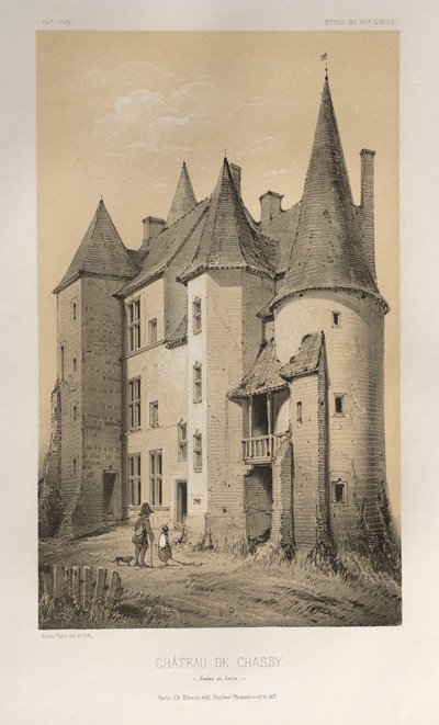 Architettura Pittoresca o Monumenti del XV e XVI Secolo: Castelli di Francia del XV e XVI Secolo: Tav. 45, Castello di Chassy (Saône et Loire) da Victor Petit