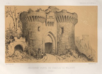Architettura pittoresca o monumenti dei secoli XV e XVI: Castelli di Francia dei secoli XV e XVI: Tav. 6, Antica Porta del Castello di Malmort (Corrèze) da Victor Petit