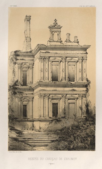 Resti del Castello di Chaumot Yonne, Pl. 19, 1860 da Victor Petit