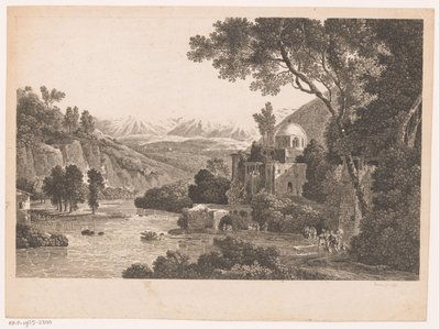 Paesaggio con edificio con cupola da Victor Pillement