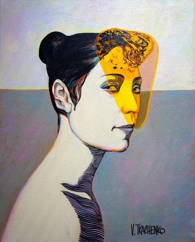 Profilo astratto di una donna gialla da Victor Tkachenko