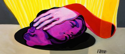 Testa viola, mano rosa da Victor Tkachenko