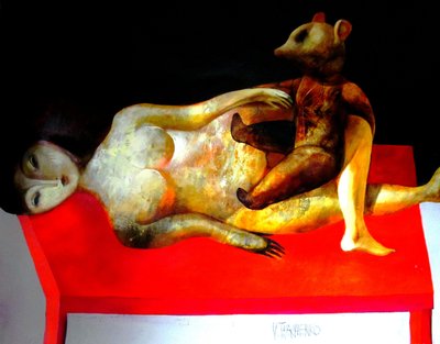 Donna-orso surreale da Victor Tkachenko