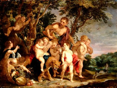Un Baccanale in un paesaggio fluviale boscoso da Victor Wolfvoet