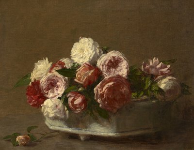 Rose in un vaso di porcellana, c.1875?-1900 da Victoria Dubourg
