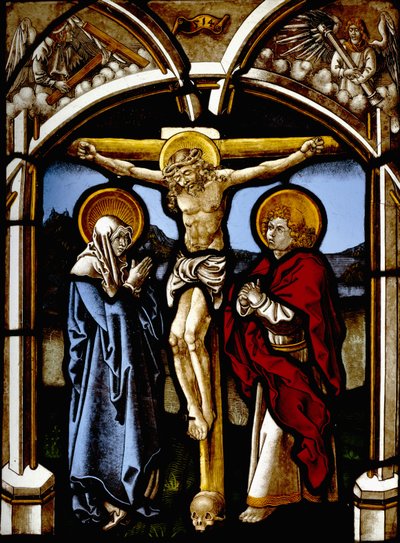 La crocifissione con la Vergine, San Giovanni e angeli da Viet workshop of Hirschvogel the Elder