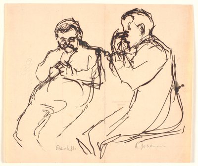 Schizzo di figure. Due uomini seduti: Aarsleff e P. Johansen da Viggo Johansen