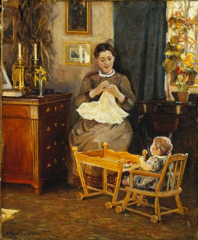 Un interno con madre e bambino da Viggo Pedersen
