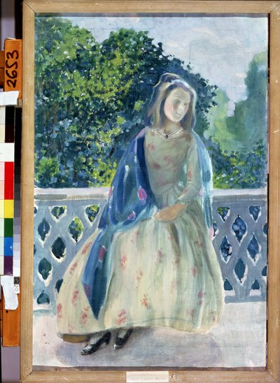 Giovane ragazza sul balcone da Viktor Elpidiforovich Borisov Musatov