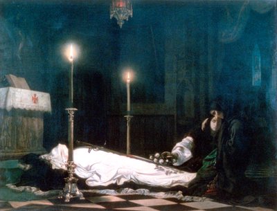 Laszlo Hunyadi sul catafalco, 1859 da Viktor Madarász